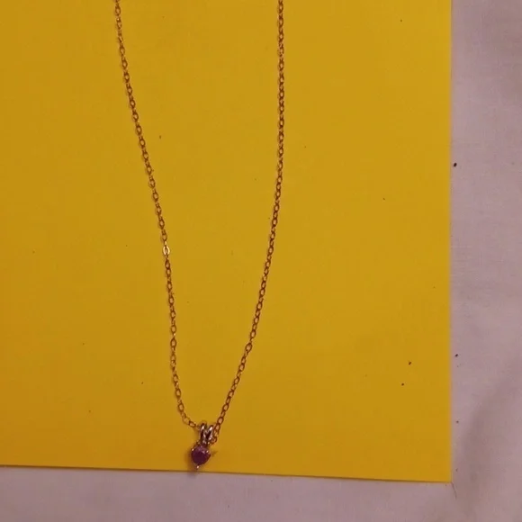 Sterling Silver Link Chain Small Dainty Amethyst Necklace - Size 16" - Picture 3 of 8